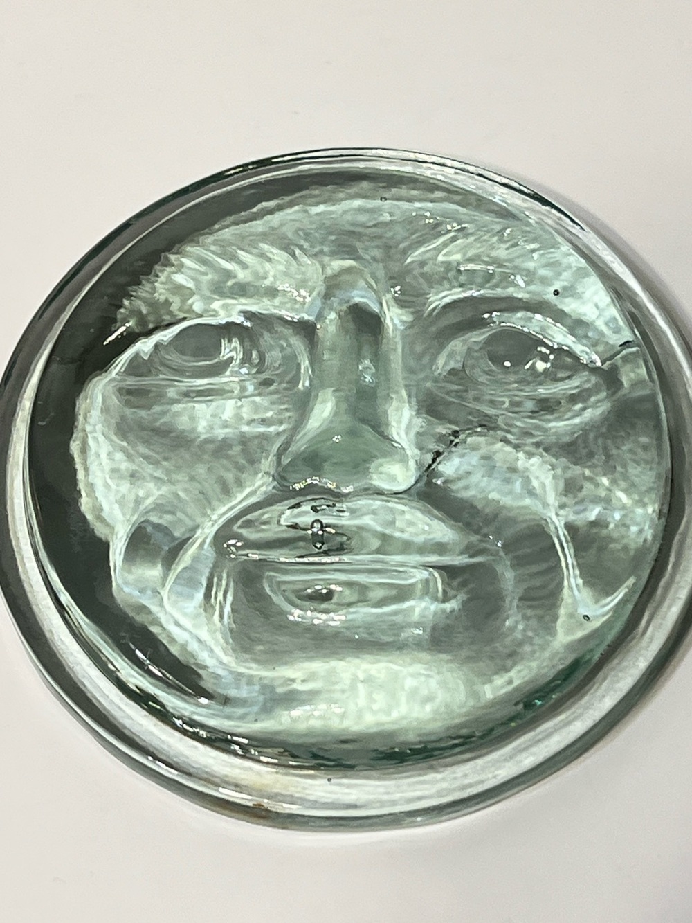 Vintage Art Glass Moon Face Accent